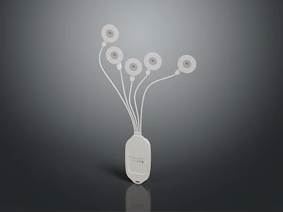 Other White Medical Device With Multiple Circular Electrodes And Connecting Wires 3d model