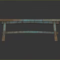 Turquoise Top Wooden Table With Distressed Finish And Unique Leg Design