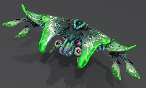 Orchid Manta Ray Spaceship 3d model