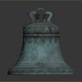 Ancient Bronze Bell With Animal Shaped Handles And Intricate Carvings