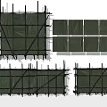 Green Fencing Panels With Metal Frame Structures And Assembled Design 3d model