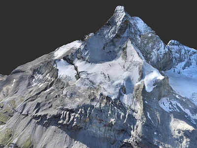 Modern Tensile Membrane Architecture Design With Snow Covered Mountain Peak View 3d model