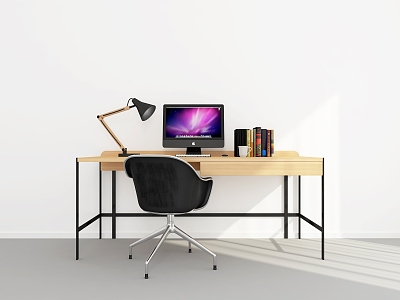 modern office desk chair desk 3d model