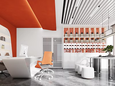 Modern Office Tea Room General Manager Office Space 3d model