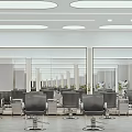 Modern Spacious Hair Salon Interior Design With Styling Chairs And Mirrors