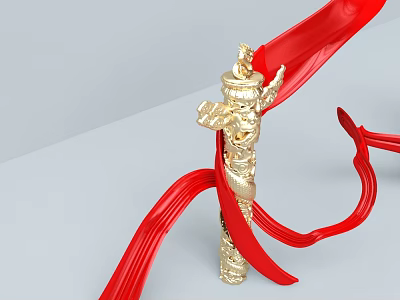 Modern Commercial Kitchen Equipment With Golden Accents And Red Decorative Elements 3d model