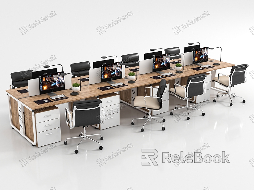 Office desk and chair combination model