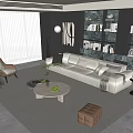 Modern Sofa Coffee Table Combination Leisure Chair Stool Floor Lamp Decorative Painting Side Table 3d model