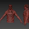 3D Model Of Man In Tactical Vest With Arm Bandage Front And Side Views