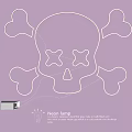 Neon Lamp Combination with Skeleton Skull and Crossbones Neon Tube Purple Background Design