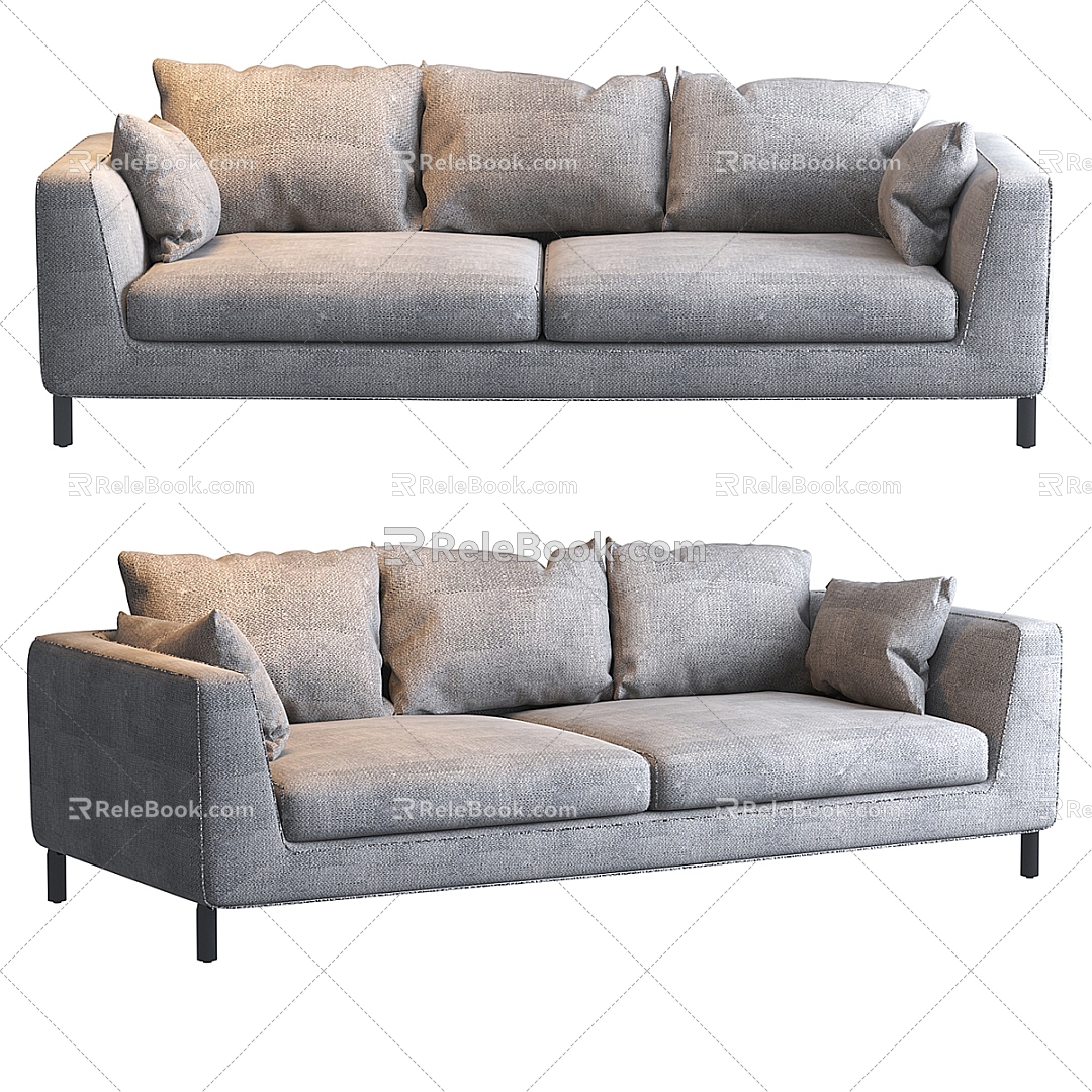 Nordic simple double sofa 3d model