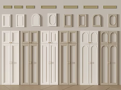 Various Styles Of White And Light Beige Doors With Different Shapes And Frames 3d model