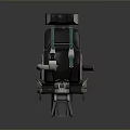 Black Aircraft Passenger Seat With Green Seatbelts Armrests And Durable Frame