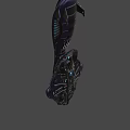 Futuristic Sci Fi Weapon with Advanced Mechanical Structure Blue Luminous Accents and Sleek Metallic Design