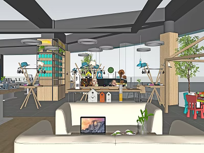 Modern Digital Store Interior With Display Shelves Digital Products And Lighting 3d model