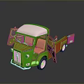 Vintage Green Truck Model With Open Doors White Roof And Brown Seats