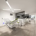 Modern Dental Clinic Interior With Green Dental Chair And Medical Equipment