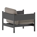 Single Sofa With Black Frame And Light Gray Cushion Modern Design Armrests 3d model