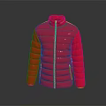 Red Quilted Puffer Jacket With Front Zipper And Long Sleeves Design 3d model