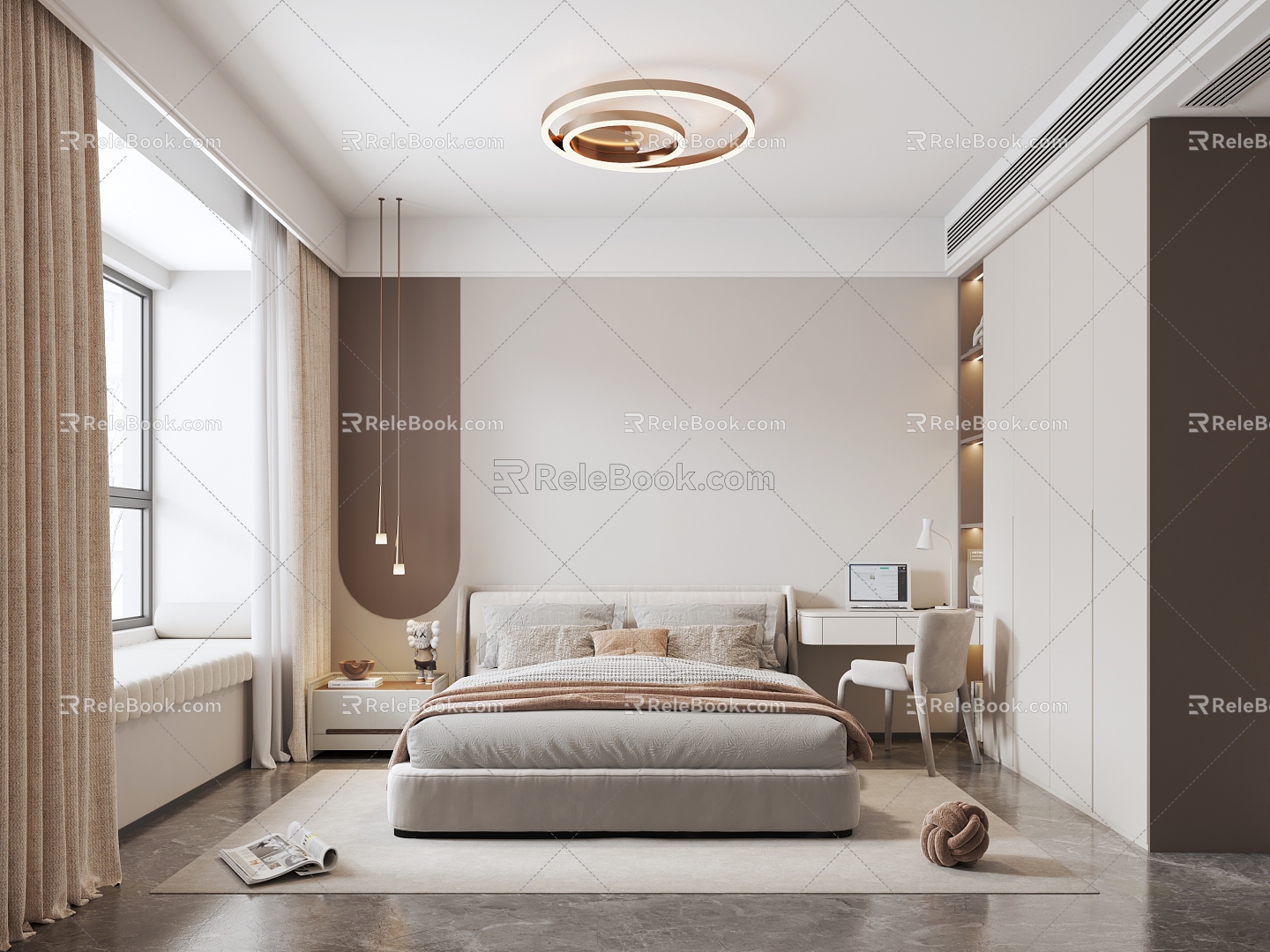 Modern Bedroom Cream Bedroom 3d model