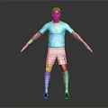 Man in Manchester City Blue Shirt White Shorts Number 2 with Blue Socks Grey Background