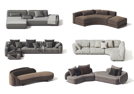 Multi-person Sofa Combination Sofa Shaped Sofa 3d model