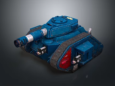 Blue Military Tank Model With Realistic Cannon Tracks And Detailed Design 3d model