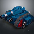 Blue Military Tank Model With Realistic Cannon Tracks And Detailed Design