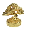Golden Tree Shaped Decorative Ornament With Intricate Design And Inscribed Base