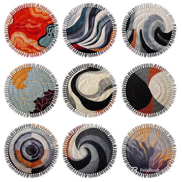Round Rugs with Abstract Patterns Colorful Modern Decorative Home Interior Design 3d model