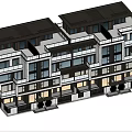 Modern Townhouse Exterior with Multi Storey Design Landscaped Gardens and Evening Lighting