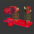 Red Industrial Hardware Tool With Cylindrical Insulator Structure And Base Platform 3d model