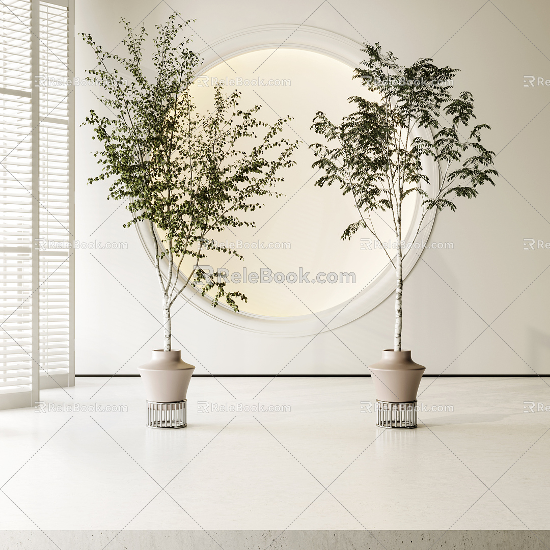 Modern potted plant potted combination 3d model