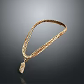 Elegant Gold Plated Necklace With Intricate Braided Chain And Ornate Pendant