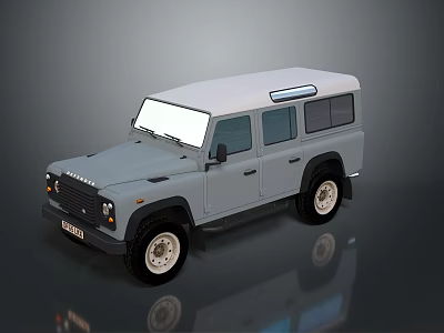 Classic Gray Off Road Car With White Roof And Large Tires 3d model