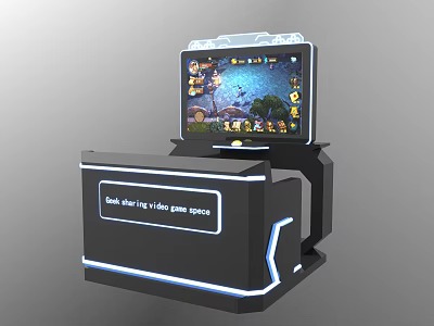 Coin Operated Video Game Machine As Modern Entertainment Appliance With Screen 3d model