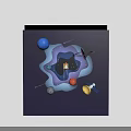 Cosmic Space Exploration Artwork With Planets Satellite Rocket And Spacecraft