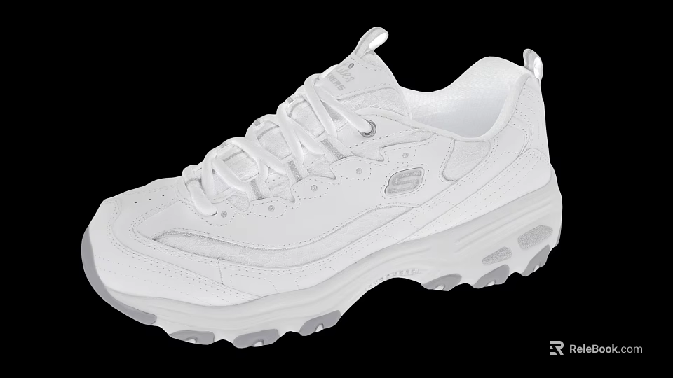 White Platform Sneakers With Lace Up Design And Air Cushion Sole For Casual Use 3d model 