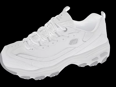 White Platform Sneakers With Lace Up Design And Air Cushion Sole For Casual Use 3d model