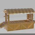 Golden Traditional Pavilion With Curved Roof And Wooden Base Platform Design