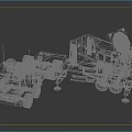 Brown Military Style Functional Vehicle With Trailer Deployed Cabin Antenna And Staircase