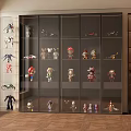 Modern Glass Door Display Cabinet with Action Figures Model Cars and Toys Collection