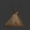 Modern Tepee Interior Design With Traditional Leather And Decorative Wooden Poles