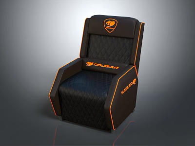 Black Gaming Chair With Orange Accent Cougar Branded Logo And Quilted Design 3d model