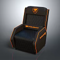 Black Gaming Chair With Orange Accent Cougar Branded Logo And Quilted Design