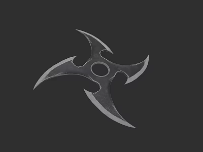 Traditional Ninja Shuriken Metal Throwing Weapon With Three Sharp Blades And Central Hole 3d model