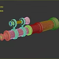 Astronomical Telescope With Copper Body Red Accents And Reflective Surface