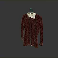 Red Long Sleeve Sweater With White Collar And Black Button Details On Hanger