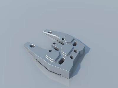 Swing Door Metal Hardware Component with Mounting Holes and Geometric Structure 3d model