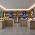 Tobacco and Alcohol Store Interior With Shelves Displaying Liquor and Tobacco Products and Wooden Counters